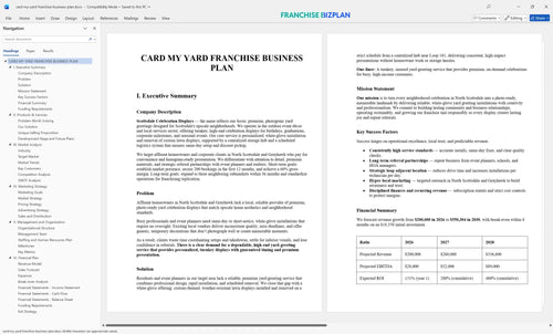 card my yard franchise business plan 1