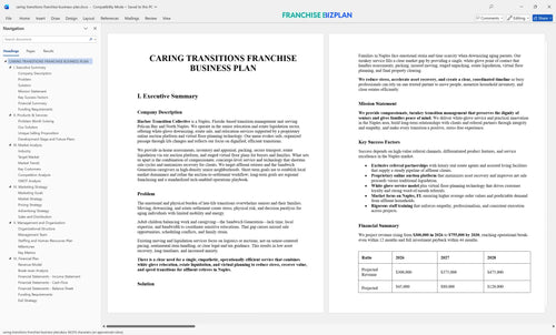 caring transitions franchise business plan 1