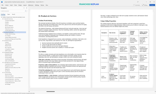 caring transitions franchise business plan 2