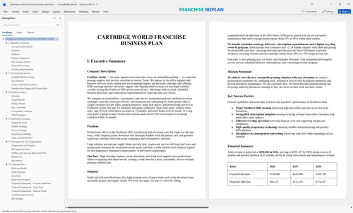 cartridge world franchise business plan 1