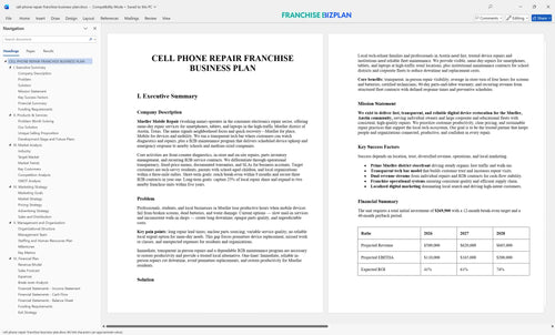 cell phone repair franchise business plan 1