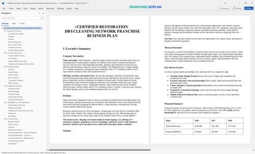 certified restoration drycleaning network franchise business plan 1