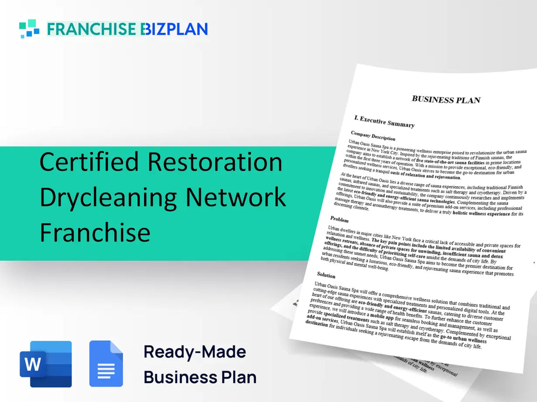 Certified Restoration Drycleaning Network Franchise Business Plan 2026 Updated