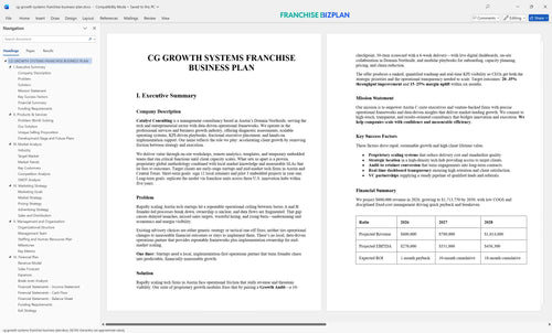 cg growth systems franchise business plan 1