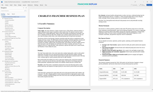 charleys franchise business plan 1