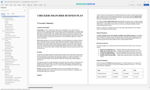 checkers franchise business plan 1