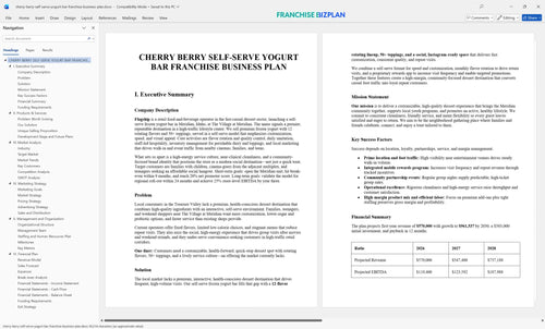 cherry berry self serve yogurt bar franchise business plan 1