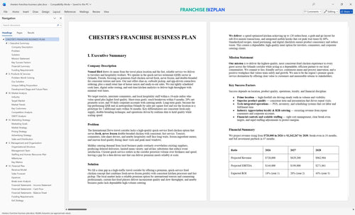 chesters franchise business plan 1