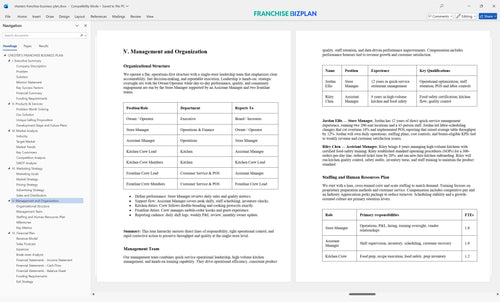 chesters franchise business plan 5