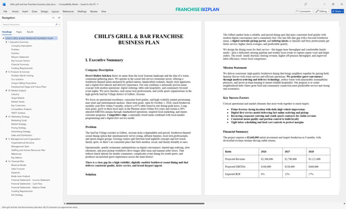 chilis grill and bar franchise business plan 1