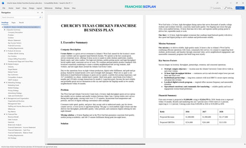 churchs texas chicken franchise business plan 1