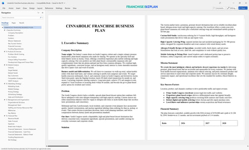 cinnaholic franchise business plan 1