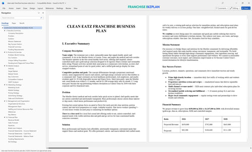 clean eatz franchise business plan 1