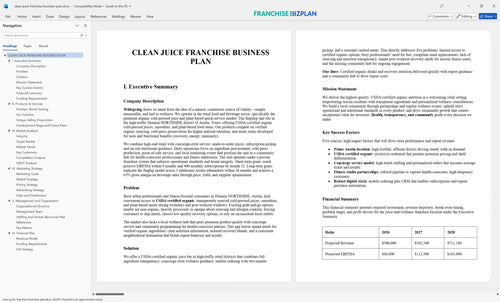 clean juice franchise business plan 1