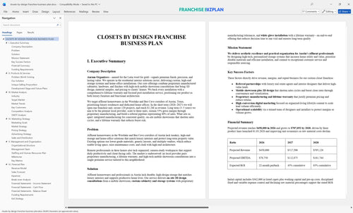 closets by design franchise business plan 1