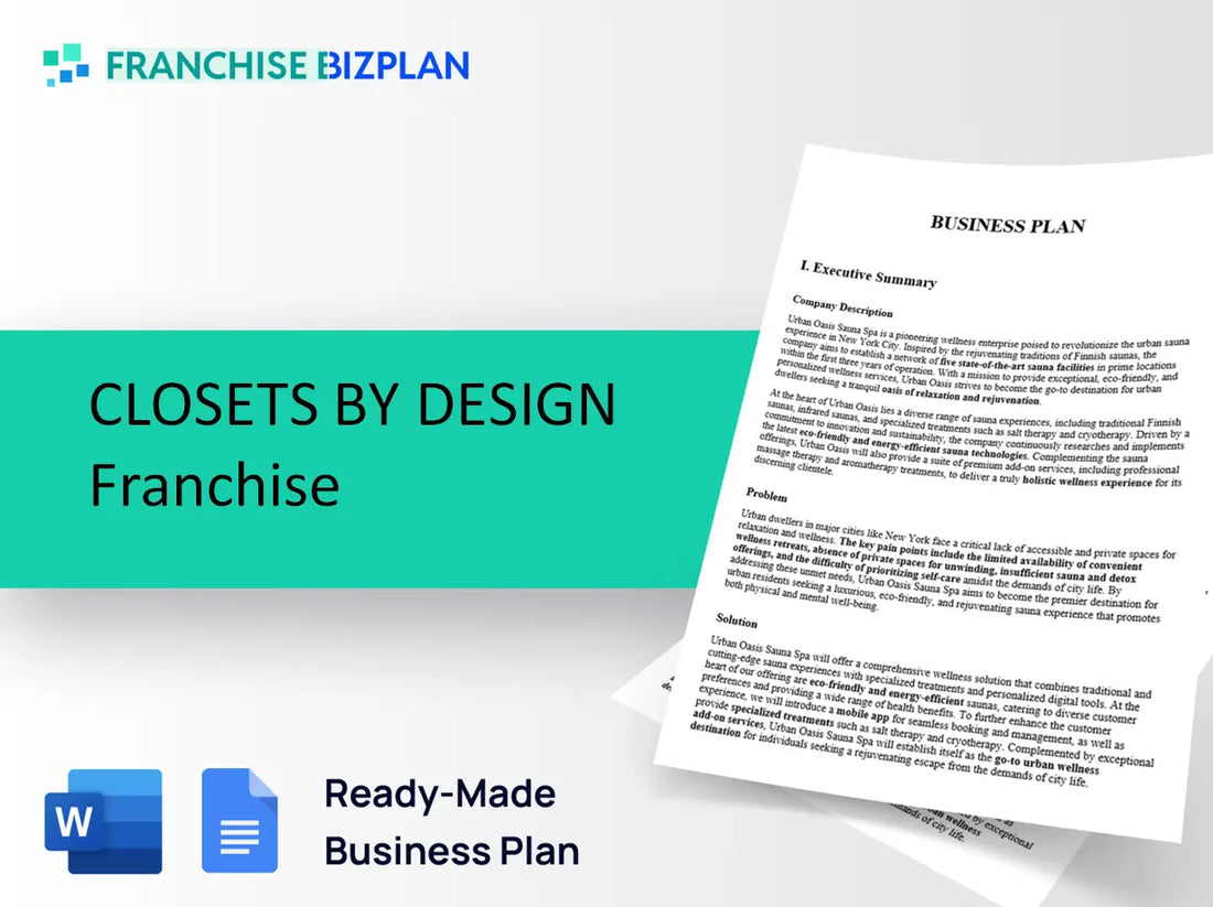 CLOSETS BY DESIGN Franchise Business Plan 2026 Updated