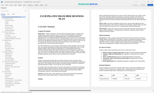 club pilates franchise business plan 1