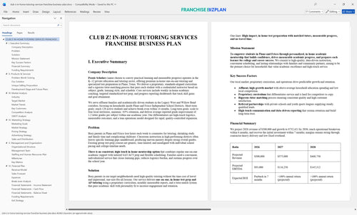 club z in home tutoring services franchise business plan 1