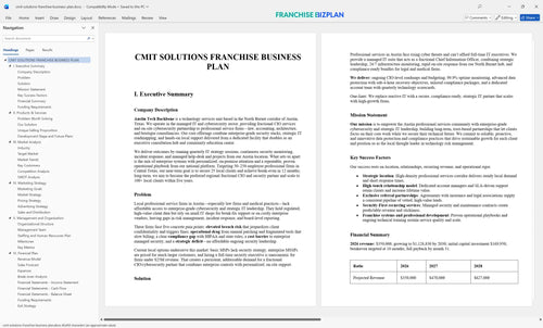 cmit solutions franchise business plan 1