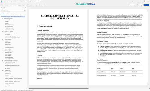 coldwell banker franchise business plan 1