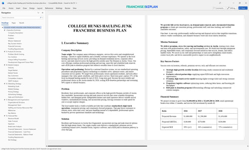 college hunks hauling junk franchise business plan 1