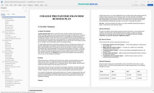 college pro painters franchise business plan 1