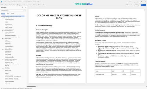 color me mine franchise business plan 1