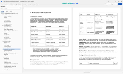 color me mine franchise business plan 5