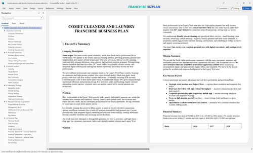 comet cleaners and laundry franchise business plan 1