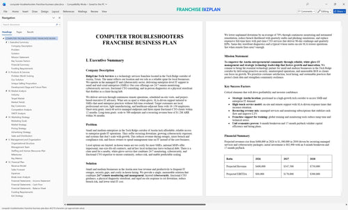 computer troubleshooters franchise business plan 1