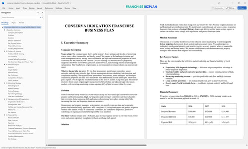 conserva irrigation franchise business plan 1