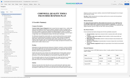 cornwell quality tools franchise business plan 1