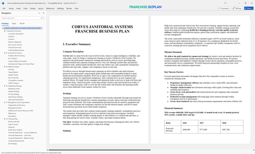 corvus janitorial systems franchise business plan 1