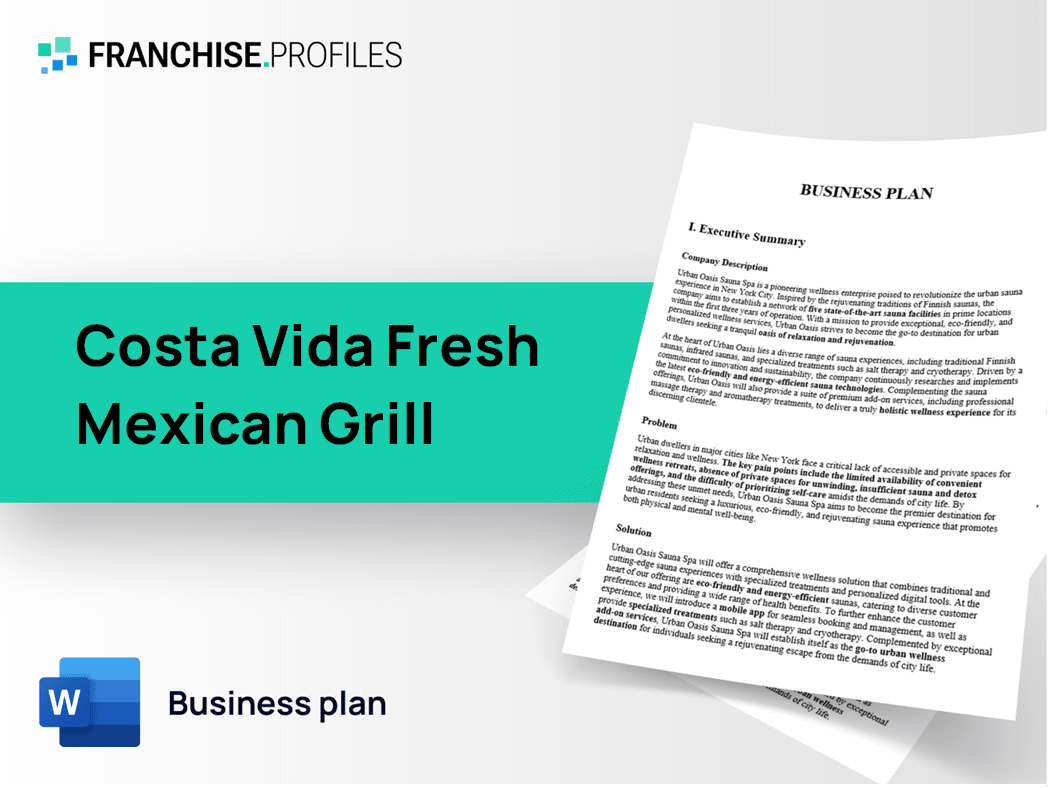 Costa Vida Fresh Mexican Grill Franchise Business Plan Template