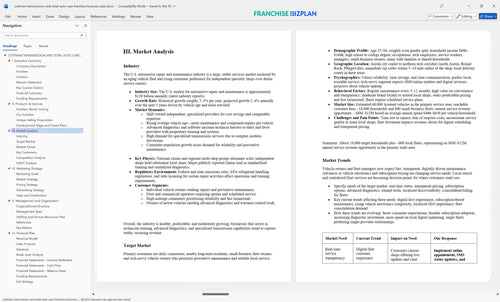 cottman transmission and total auto care franchise business plan 3