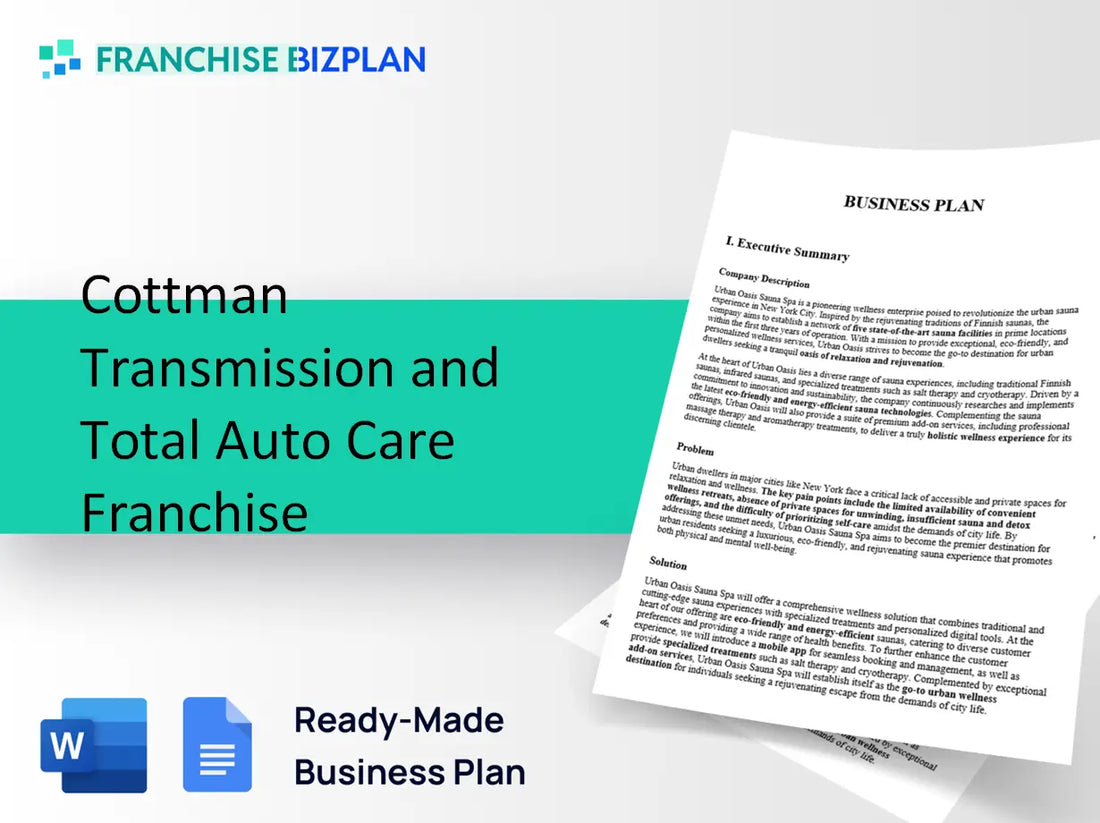 Cottman Transmission and Total Auto Care Franchise Business Plan 2026 Updated