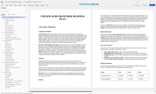 cousins subs franchise business plan 1