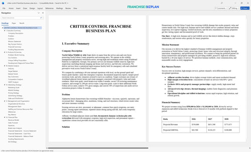 critter control franchise business plan 1