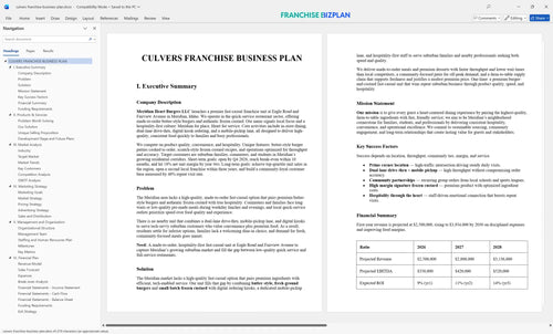 culvers franchise business plan 1