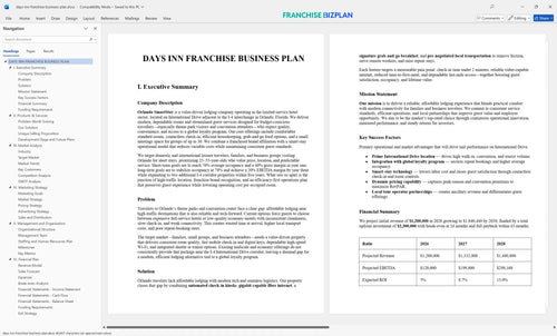 days inn franchise business plan 1