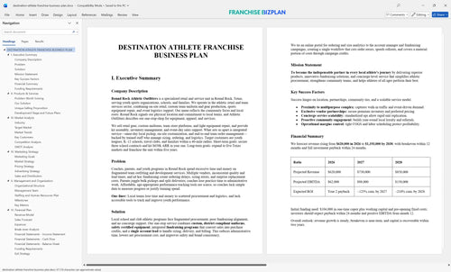 destination athlete franchise business plan 1