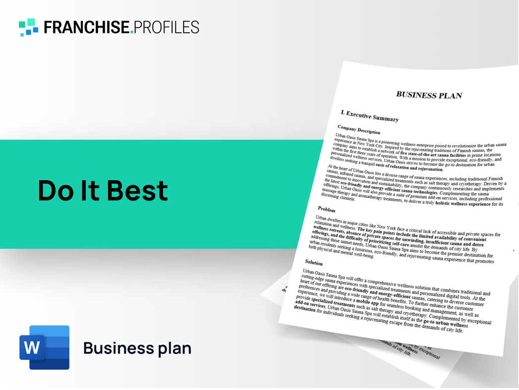 Do It Best Franchise Business Plan Template