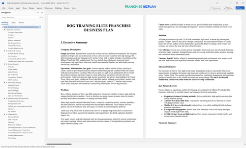 dog training elite franchise business plan 1