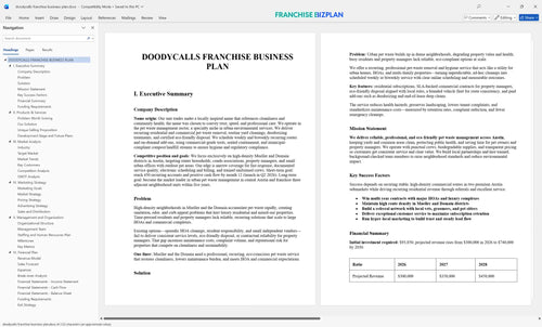 doodycalls franchise business plan 1