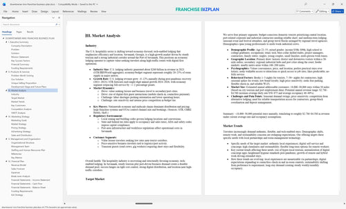 downtowner inns franchise business plan 3