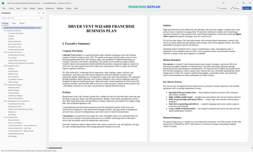 dryer vent wizard franchise business plan 1