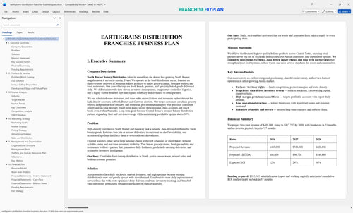 earthgrains distribution franchise business plan 1