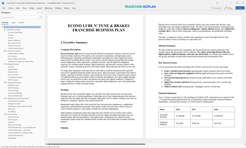 econo lube n tune brakes franchise business plan 1