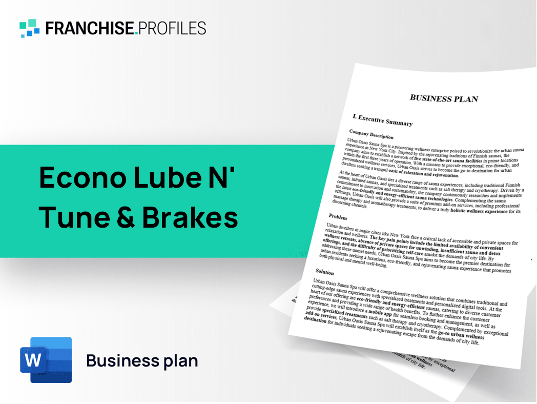 Econo Lube N' Tune & Brakes Franchise Business Plan Template