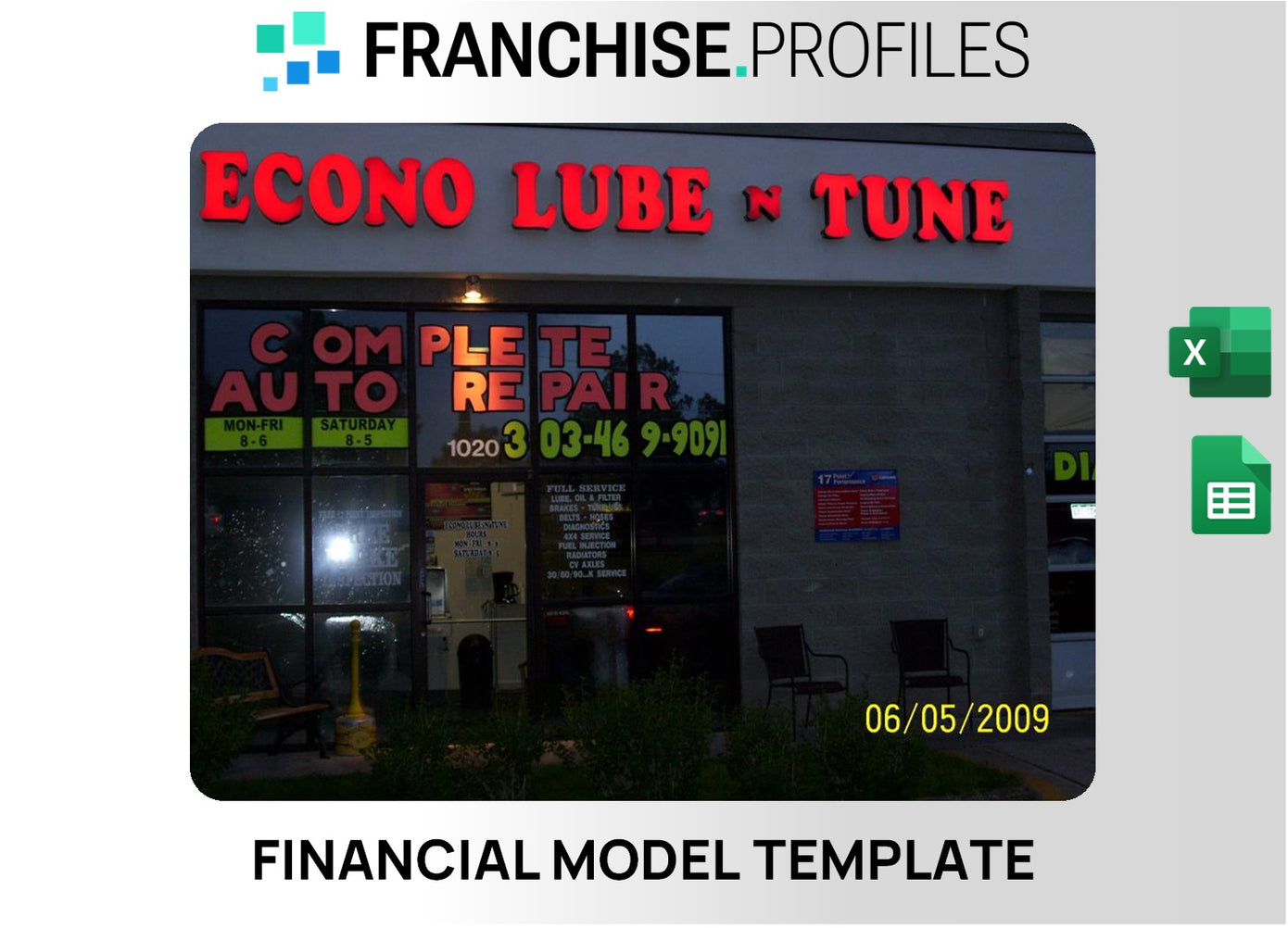 Econo Lube N' Tune & Brakes Franchise Financial Model Template